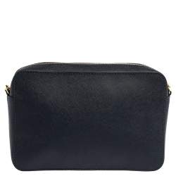 Pre Owned Michael Kors Navy Blue Leather Jet Set Crossbody Bag