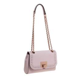 Pre Owned حقيبة كتف مايكل كورس "هانا" جلد مخرم وردي فاتح