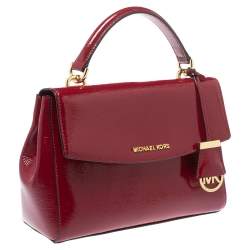 Pre Owned Michael Kors Red Patent Leather Small Ava Top Handle Bag