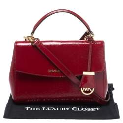 Pre Owned Michael Kors Red Patent Leather Small Ava Top Handle Bag