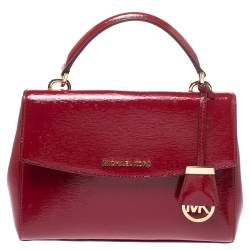 Pre Owned Michael Kors Red Patent Leather Small Ava Top Handle Bag