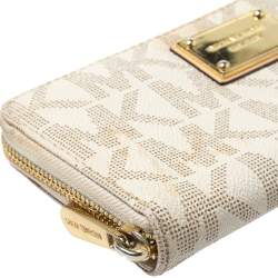 Michael Kors White Monogram Coated Canvas Zip Around Wallet