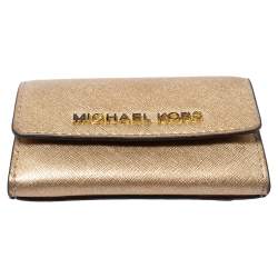 Michael Kors Metallic Gold Leather Flap Card Holder