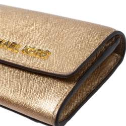 Michael Kors Metallic Gold Leather Flap Card Holder