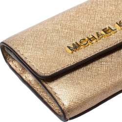 Michael Kors Metallic Gold Leather Flap Card Holder