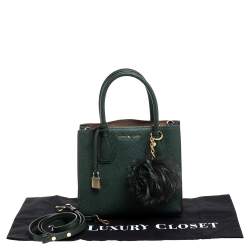 Pre Owned Michael Kors Green Leather Mini Mercer Tote