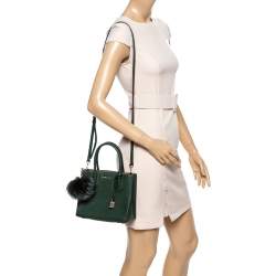 Pre Owned Michael Kors Green Leather Mini Mercer Tote
