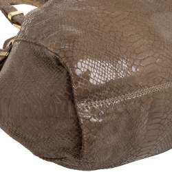 MICHAEL Michael Kors Beige Python Effect Patent Leather Buckle Strap Shoulder Bag