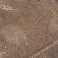 MICHAEL Michael Kors Beige Python Effect Patent Leather Buckle Strap Shoulder Bag