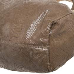 MICHAEL Michael Kors Beige Python Effect Patent Leather Buckle Strap Shoulder Bag