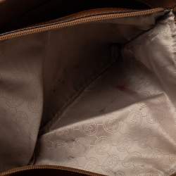 Pre Owned Michael Kors Brown Saffiano Leather Jet Set Middle Zip Tote