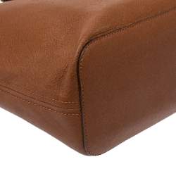 Pre Owned Michael Kors Brown Saffiano Leather Jet Set Middle Zip Tote