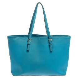 مملوكة مسبقًا MICHAEL Michael Kors Blue Leather Medium Jet Set Tote