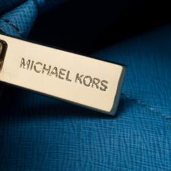 Pre Owned Michael Kors Navy Blue Leather Front Pocket Tote