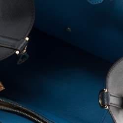 Pre Owned Michael Kors Navy Blue Leather Front Pocket Tote