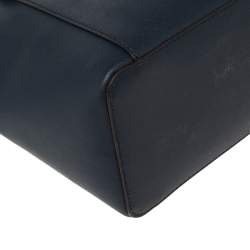 Pre Owned Michael Kors Blue Leather Large Voyager East/West Top Zip Tote 