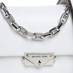 Pre Owned Michael Kors White Leather Extra Small Cece Top Handle Bag