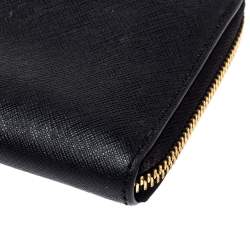 Pre Owned Michael Kors Black Leather Jet Set Travel Zip Around Wallet