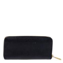 Pre Owned Michael Kors Black Leather Jet Set Travel Zip Around Wallet