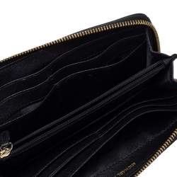 Pre Owned Michael Kors Black Leather Jet Set Travel Zip Around Wallet