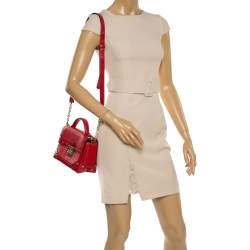 Pre Owned Michael Kors Red Leather Cori Top Handle Bag