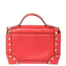 Pre Owned Michael Kors Red Leather Cori Top Handle Bag