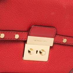 Pre Owned Michael Kors Red Leather Cori Top Handle Bag