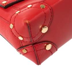 Pre Owned Michael Kors Red Leather Cori Top Handle Bag
