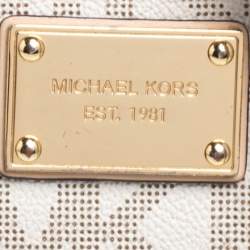 مملوكة مس بقًا حقيبة كروس مايكل كورس ويست /إيست كانفاس مقوى شهير بيج / بيضاء 