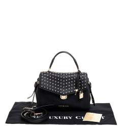 Pre Owned Michael Kors Black Leather Studded Top Handle Bag