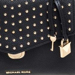 Pre Owned Michael Kors Black Leather Studded Top Handle Bag