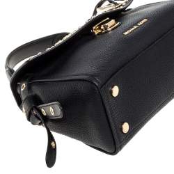 Pre Owned Michael Kors Black Leather Studded Top Handle Bag