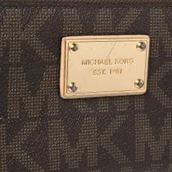 Michael Kors Brown Monogram Coated Canvas Zip Around Wallet
