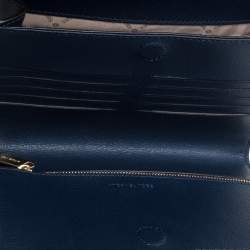 Pre Owned Michael Kors Navy Blue Leather Kinsley Shoulder bag