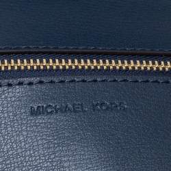 Pre Owned Michael Kors Navy Blue Leather Kinsley Shoulder bag