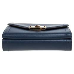Pre Owned Michael Kors Navy Blue Leather Kinsley Shoulder bag
