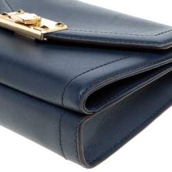 Pre Owned Michael Kors Navy Blue Leather Kinsley Shoulder bag