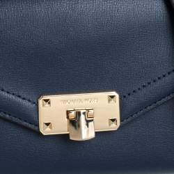 Pre Owned Michael Kors Navy Blue Leather Kinsley Shoulder bag