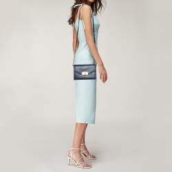 Pre Owned Michael Kors Navy Blue Leather Kinsley Shoulder bag