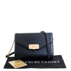 Pre Owned Michael Kors Navy Blue Leather Kinsley Shoulder bag