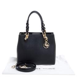 Pre Owned Michael Kors Black Leather Small Cynthia Tote