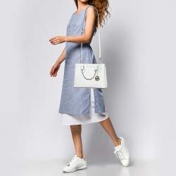 مملوكة مسبقًا حقيبة ساتشل مايكل كورس سافانه جلد بيضاءر