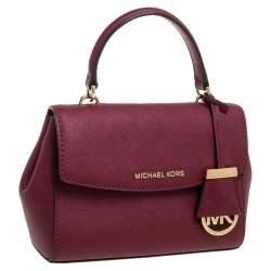 Pre Owned Michael Kors Burgundy Leather Small Ava Top Handle Bag