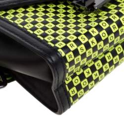 Pre Owned Michael Kors Black/Neon Green Leather Mini Whitney Checkerboard Belt Bag