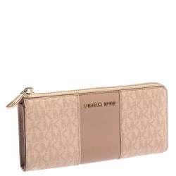 Michael Kors Pink Signature Leather Zip Around Wallet