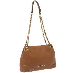 Pre Owned Michael Kors Brown Leather Chain Hobo
