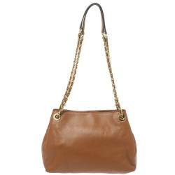 Pre Owned Michael Kors Brown Leather Chain Hobo