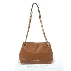 Pre Owned Michael Kors Brown Leather Chain Hobo