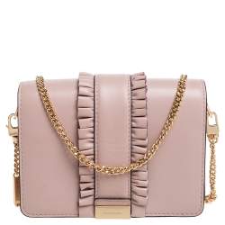 مملوكة مسبقًا Michael Kors Powder Pink Leather Jade Ruffle Shoulder Bag