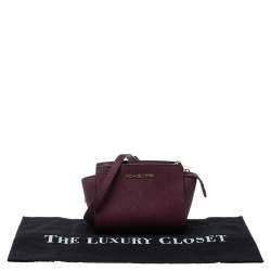 Pre Owned Michael Kors Purple Leather Mini Selma Crossbody Bag